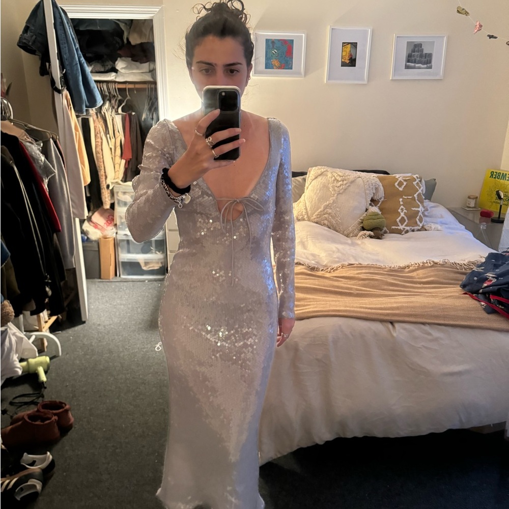 Elegant Silver Sequin Dress